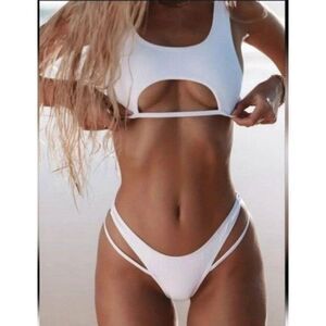 Ladies Rib-Knit cut out 2pc Swimsuit